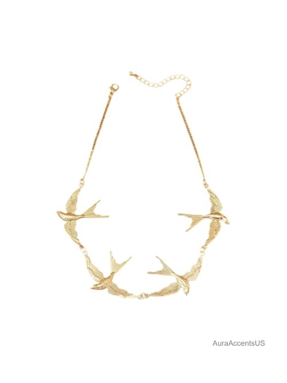 Statement Swallow Bird Collar Necklace Chunky Metal Choker for Women